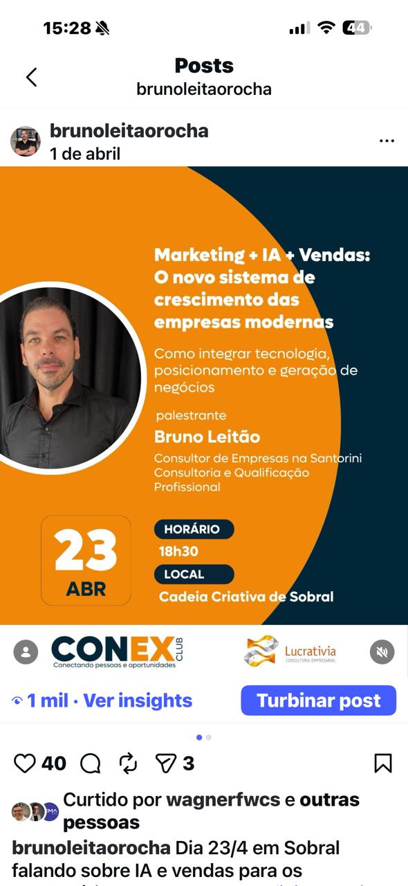 Palestra Marketing + IA + Vendas no Conex Club, Sobral